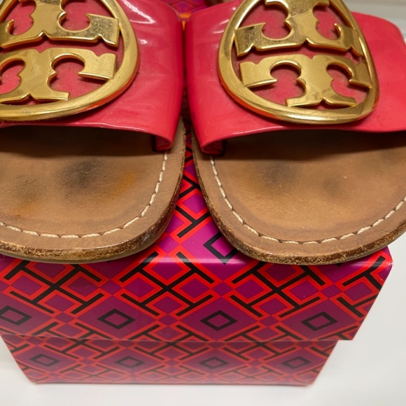 Tory burch pink patent leather slides size 7 - Picture 7 of 11